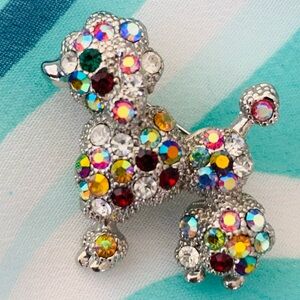 Colorful Crystal Poodle / Dog Brooch
